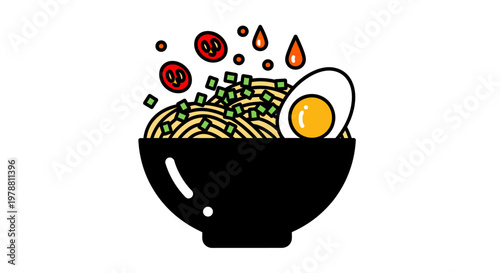 A steaming bowl of ramen noodles.