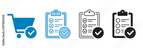 Purchase Order Creation icon set, multiple style collection, business and finance symbols, outline and solid icons, modern editable vector pack