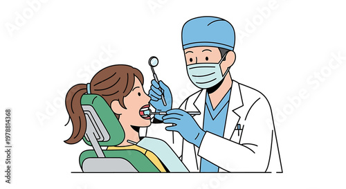 Skilled Dentist Performing a Routine Oral Examination on a Female Patient in a Modern Dental Clinic, Highlighting Professional Dental Care and Health Check-up