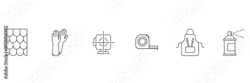 
Painting tools and equipment icon set for home renovation house repair interior design and construction works thin line vector illustration