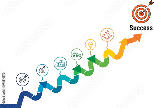 Journey to success through strategic milestones and collaboration Vector