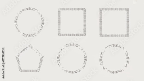 Set of dotted border frames for graphic design and photo editing purposes