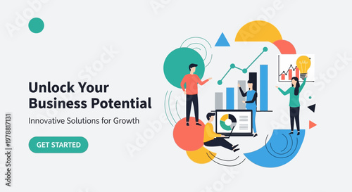 Business Growth Concept: People Analyzing Data and Charts for Success
