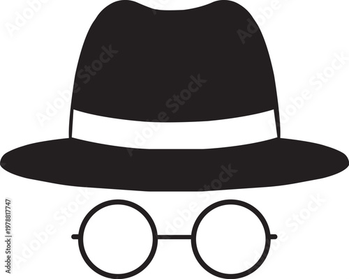 Detective Hat and Glasses Silhouette