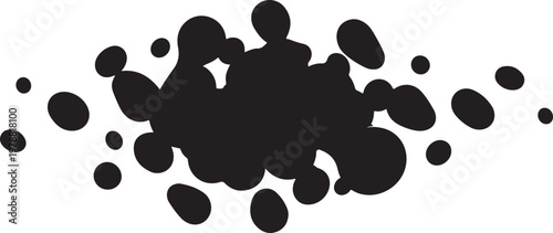 Black ink splatters, inkblots, blobs, graphic elements, design resources