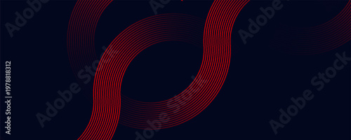 Abstract Dark Background with Dynamic Red Gradient Wavy Lines and Futuristic Tech Energy Flow