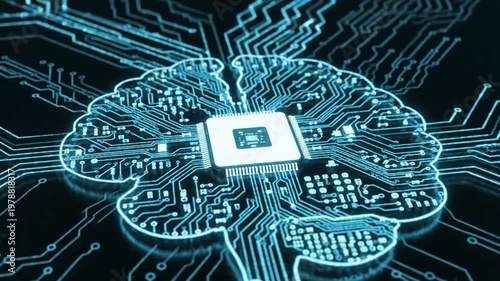 Futuristic Brain Circuitry: AI and Technology Concept.