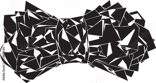 Geometric bow tie, abstract black and white vector bow, modern broken shapes design element, stylish accessory icon