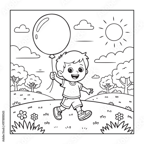 Summer coloring pages for kids,teens and adults.line art illustration.