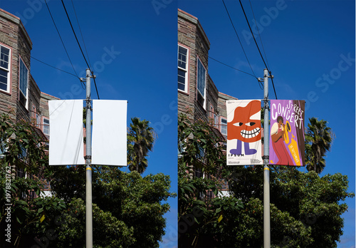 Two fly banners Sign in San Francisco Street Area
