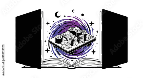 An open book with a sound mixer.