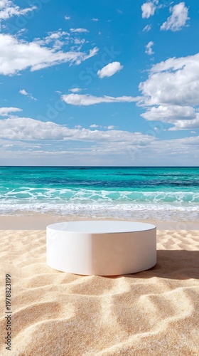 Colorful Blocks on a Beach With Palm Trees and Blue Sky During Midday