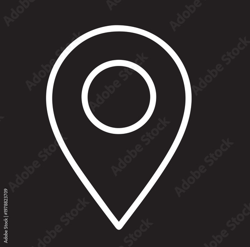 Modern UI map pin icon, simple outline, monochrome