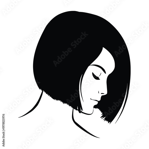 Contemplative portrait of a woman with short curly hair in profile
