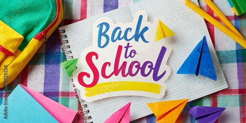 Bright Colors and School Supplies on a Table Showcasing Back to School Prepar...
