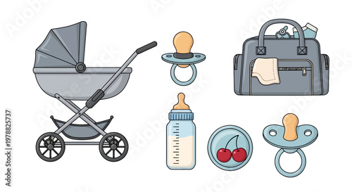 Baby stroller and parenting accessories.