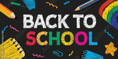 Prepare for Back to School With Supplies on a Chalkboard in a Classroom