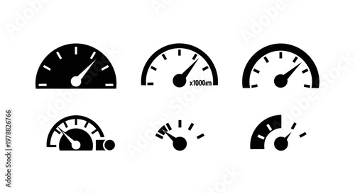 Black gauges displaying speed and measurement a minimalist silhouette