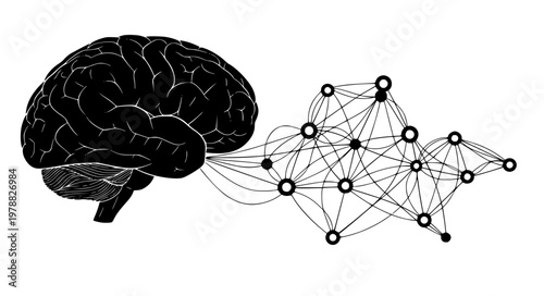 AI Brain Vector Icons – Neural Network and Data Flow