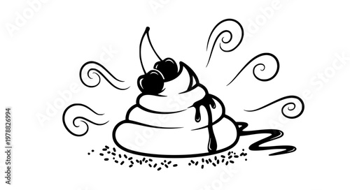 Dessert Toppings Vector Icons – Whipped Cream, Cherries, Sprinkles