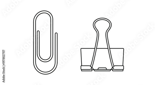 Simple black and white illustration of office fasteners silhouette