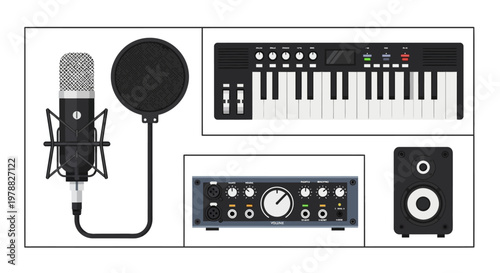Home studio recording equipment setup.