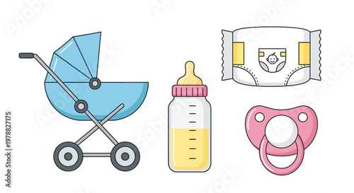 Baby Stroller And Feeding Essentials.