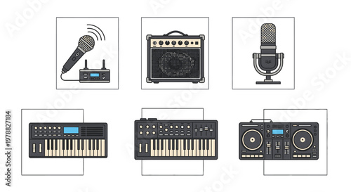 Audio equipment for music production studio.