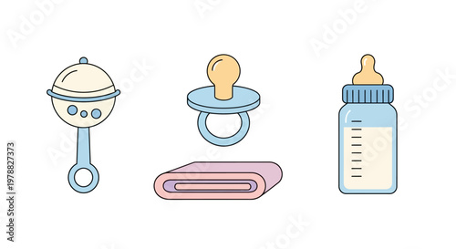 Baby pacifier bottle and toy.