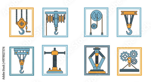 Industrial pulleys and lifting equipment.