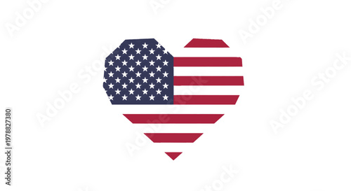 Heart Shaped American Flag Symbol of Patriotism and Unity.