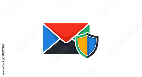 Colorful Envelope With Shield Icon Representing Secure Email.