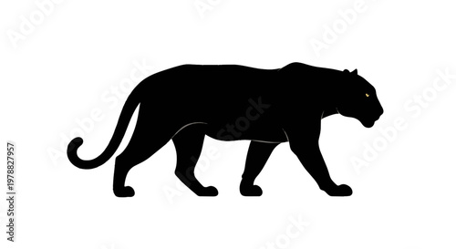 Black Panther Silhouette Walking Side Profile.