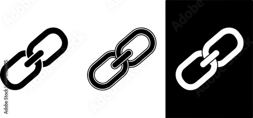 Link icon black silhouette and line art symbol for web connection and linking eps