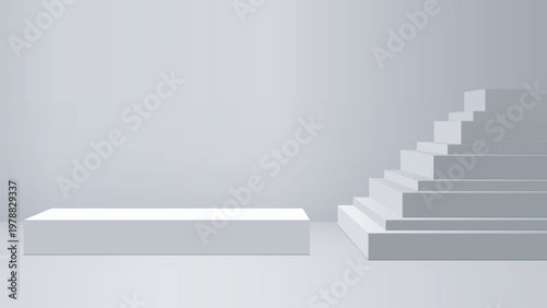 3D Podium and Staircase Stage for Product Display Vector
