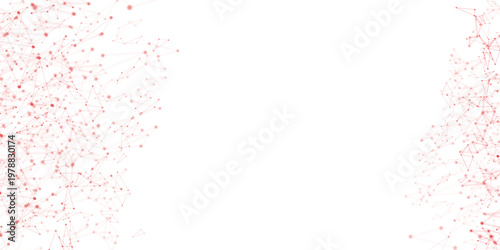 Abstract red network background, digital plexus connection lines on white, geometric molecular structure vector for technology and science