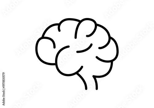 Perfil del cerebro humano con trazos lineales simples