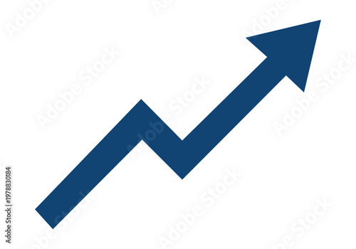 Flecha azul ascendente con tendencia positiva que representa crecimiento y éxito empresarial