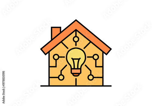 Casa inteligente con sistema de iluminación y circuitos electrónicos integrados en el hogar