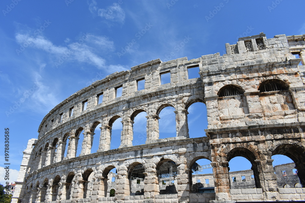 Fototapeta premium Ruins of Ancient Roman amphitheater in Pula town, Istria region, Croatia