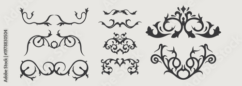 Vector design element of classic baroque ornaments with elegant scrollwork, medieval details.