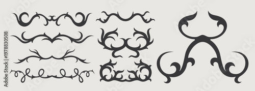 Vector design element of classic baroque ornaments with elegant scrollwork, medieval details.