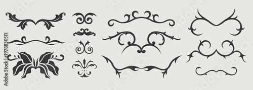 Vector design element of classic baroque ornaments with elegant scrollwork, medieval details.