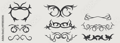 Vector design element of classic baroque ornaments with elegant scrollwork, medieval details.