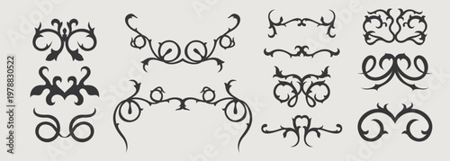Vector design element of classic baroque ornaments with elegant scrollwork, medieval details.