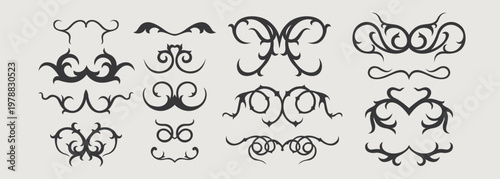 Vector design element of classic baroque ornaments with elegant scrollwork, medieval details.