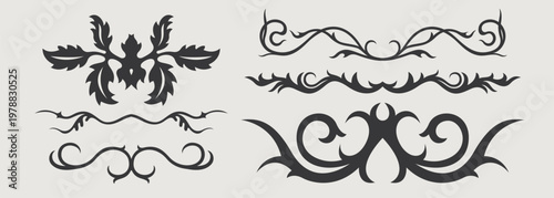 Vector design element of classic baroque ornaments with elegant scrollwork, medieval details.