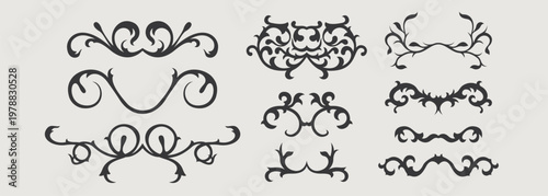 Vector design element of classic baroque ornaments with elegant scrollwork, medieval details.