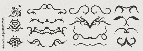 Vector design element of classic baroque ornaments with elegant scrollwork, medieval details.