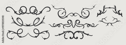 Vector design element of classic baroque ornaments with elegant scrollwork, medieval details.